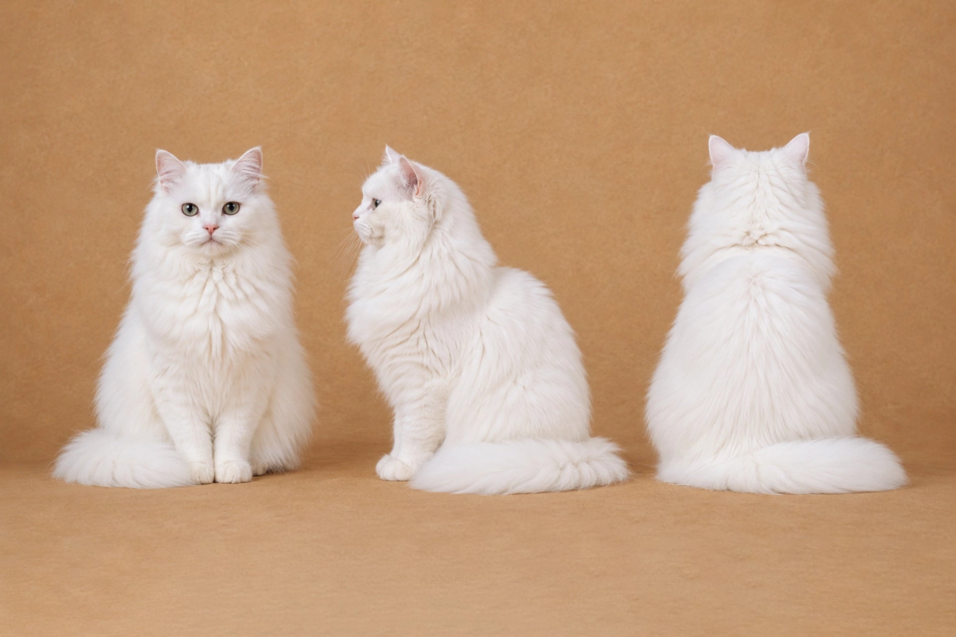 Front, side and back reference photographs of a cat